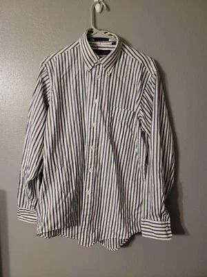 Hathaway Private Stock Pima Pinpoint Oxford Striped Button Down Shirt Size 16 34 - Image 1 of 4