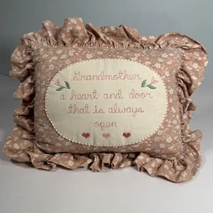 Almohada de abuela hecha a mano decorativa núcleo de cabaña melocotón bordado volantes de colección - Imagen 1 de 11