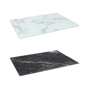 1x Rectangle Glass Chopping Board 40cm x 30cm Marble Kitchen Worktop Saver - Picture 1 of 14