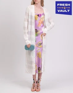 RRP€510 FEDELI Maxi Cardigan IT42 US6 UK10 M Linen Blend Made in Italy - Picture 1 of 7