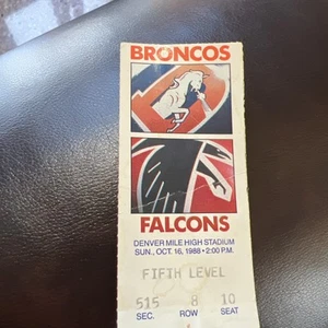Denver Broncos Atlanta Falcon’s Football Ticket Stub 16.10.1988 John Elway - Bild 1 von 2