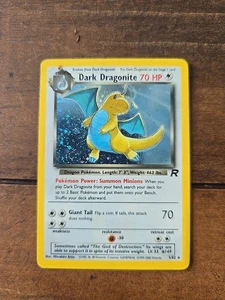 2000 POKEMON CARD Dark Dragonite Rare Vintage Halo 5/82 Team Rocket 1st Edition - Picture 1 of 9