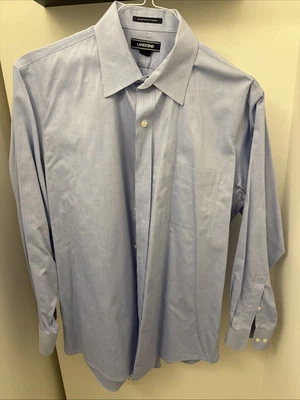 Camisa de vestir Lands’ End para hombre sin hierro Supima Pinpoint ajuste tradicional 16-33 Foto 1 de 3