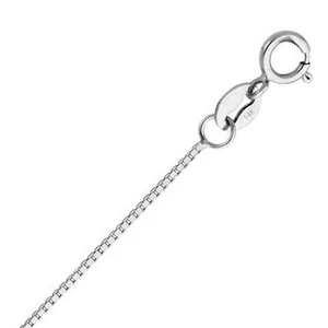 Collana catena in oro bianco 14 carati con scatola massiccia per uomo e donna, 0,75 mm, 16 pollici - Foto 1 di 6