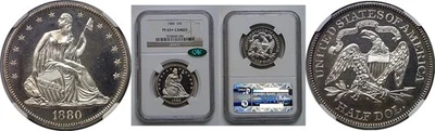 1880 50C Seated Liberty Half Dollar  NGC Proof 65+ CAMEO  CAC - Image 1 of 3