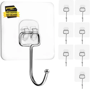 Ganci Adesivi Grandi 22Ib(Max), Ganci da Parete Impermeabili e Antiruggine per Appendere - Foto 1 di 6