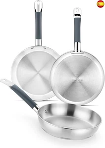  BRA Master Set de sartenes 20-24-28 cm, acero inoxidable, Sin Antiadherente,  - Imagen 1 de 5