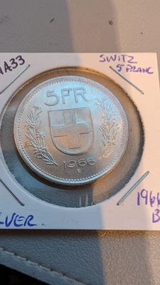 1966-B 5 Francs Swiss High Grade (AA33) - Image 1 of 2