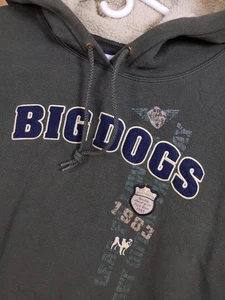 VTG Big Dogs Sherpa Lined Hoodie Men's 5XL Green Pullover Sweatshirt 1983 Logo - Picture 1 of 23
