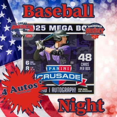 Коллекционные бейсбольные карточки Detroit Tigers — 2025 Crusade Baseball — вскрытие 4 упаковок Mega Box No289 🔥⚾ - Изображение 1 из 3