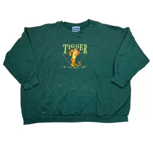 Disney Vintage 90er Pooh Tigger I'm The Only One Sweatshirt mit Rundhalsausschnitt MÄNGEL grün 2X - Bild 1 von 6