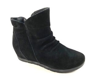 Cougar Astro Black Suede Leather Wedge Pull On Waterproof Ankle Winter Bootie