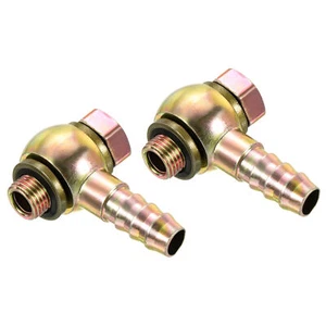 2Pcs 10mm Barbed M10x1 Male Thread Hose Fittings Elbow Connectors Carbon Steel - Picture 1 of 5