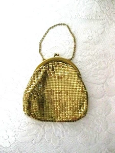 Bolso de Noche Whiting & Davis Cartera Malla Dorada Ovalado Pequeño Mediados de Siglo De Colección - Imagen 1 de 5