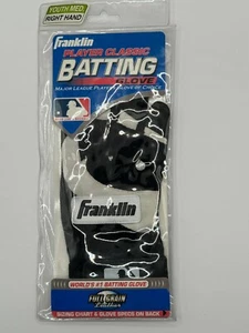 Franklin Player Classic Batters Glove Youth Medium M New Right Hand Black White - Picture 1 of 5