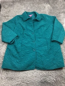 Woman Within Chore Over Coat Woman Size 2X Blue Green 29-3098-0 Polyester - Picture 1 of 10