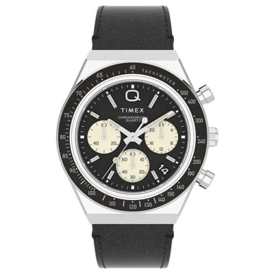 Timex Q Chronograph Motorsport Stainless Steel Leather 40mm Race Watch TW2V42700 - image 1 of 4