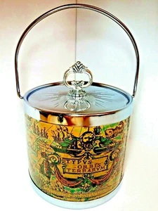 VINTAGE MIDCENTURY Home Bar Ice Cooler - Atlas Globe World Map Thermo Ice Bucket - Picture 1 of 9