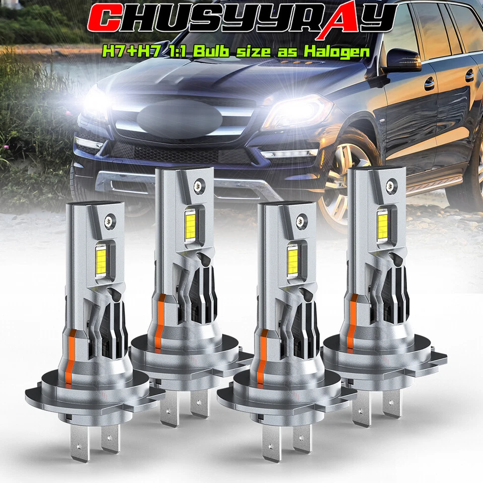 For Mercedes-Benz-GLC300 2016-2020 LED Headlight Bulbs Combo H7+H7 High Low Beam - Image 1 of 4