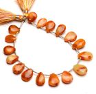Natural Orange Sardonyx Gems 12X9 To 14X10 Mm Size Smooth Pear Beads 7.5" Strand