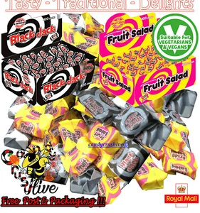 200 FRUIT SALAD BLACK JACK CHEWS Retro Sweets Birthday Party Bag Fillers - Picture 1 of 1