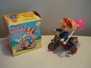 Vintage....Wind-Up...Mechanical...Boys. ..Tricycle...Revolving Bell.....Korea - Picture 1 of 4