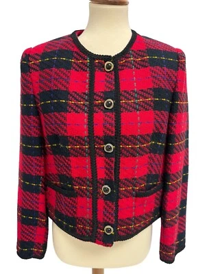Requirements Petite Women's Bright Multicolor Plaid Button Up Blazer Size 8 Foto 1 de 4