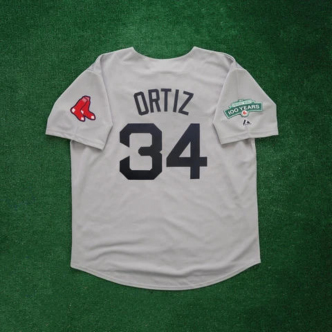 David Ortiz 2012 Boston Red Sox Grey Road Men's Jersey w/ Fenway 100th Patch Cover