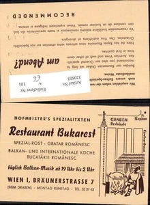 320803,Reklame Restaurant Bukarest Wien Hofmeisters Spezialitäten  - Picture 1 of 1
