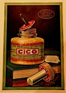 c.1905 Magazine Ads CICO Liquid Paste Bottle Carter's Ink+Kum-A-Part Kuff Button - Picture 1 of 4