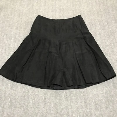Falda Ann Taylor Mujer 2 Negro Lino Carrera Plisada Damas Informal Forrada Foto 1 de 4