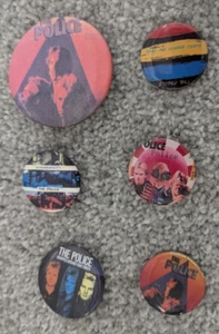 Pin Button (6) Lot Vintage Soft Rock Police Sting Stewart Copeland Andy Summers - Picture 1 of 5