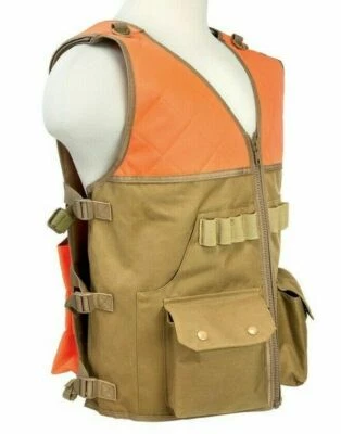 VISM Hunting Vest Shooting Safety Vest Duck Quail Pheasant Hunting TAN w/ BLAZE - Image 1 of 4