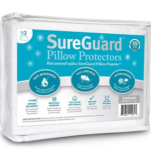 Zippered Pillow Protector Cases Encasement Hypoallergenic Cotton Cover 2-Set New - Picture 1 of 54