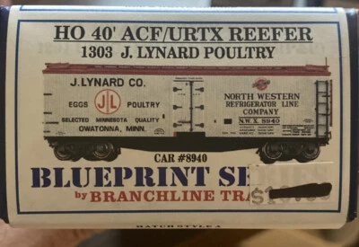 Branchline Trains Blueprint  HO Kit #1303 40’ ACF/URTF Reefer J.Lynard Poultry - Image 1 of 3