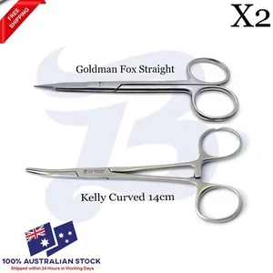 Dental Hemostat Kelly Forceps Curved 14cm Surgical Goldman Fox Tissue Scissor - Imagen 1 de 1