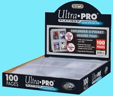 100 ULTRA PRO PLATINUM 4-POCKET SECURE Pages for TOPLOADERS Sheets Binder Card