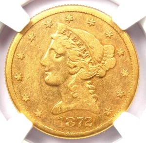 1872-CC Liberty Gold Half Eagle $5 Carson City Coin - Certified NGC Fine Details - Picture 1 of 4