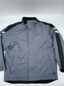 Vintage Y2K Nike Embroidery Parka Jacket Swoosh Black White Gray Size Medium - Imagen 1 de 15