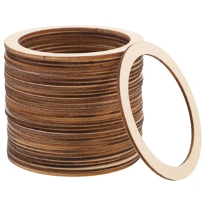 50 Pcs 木制圆环饰品配件 Artigianato in Legno Incompiuto Cerchi Di Per L'artigianato - Foto 1 di 12