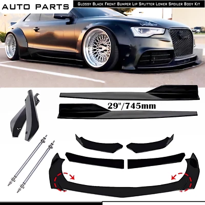 For Audi A4 B8 A5 A7 S3 S4 Front Bumper Lip Spoiler Splitter Side Skirt Body Kit - Image 1 of 4