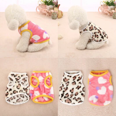 Warm Winter Dog Clothes Small Fleece Jacket Pet Coat Sweater Puppy Cat Jumper UK - Image 1 of 4