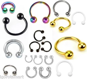 Horseshoe Circular Earring Lip Septum Nipple Ring Various Size Colors - Picture 1 of 1