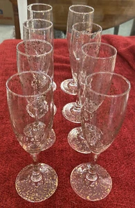 8 Vintage Reto Gold Flake Champagne Flutes All 8 Are In Mint Condition - Picture 1 of 5