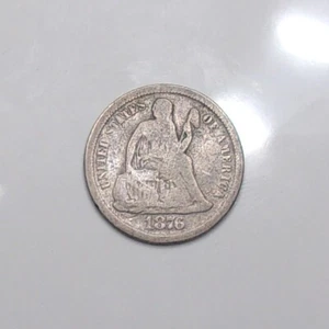 1876 Seated Liberty Dime 90% Silver U.S. .10 Cent Coin - Picture 1 of 2