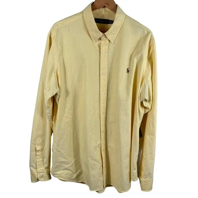 Camisa Ralph Lauren Para Hombre XXL Alta Para Hombre Abotonada Amarilla Mangas Largas Foto 1 de 4