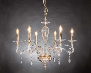 Chandelier Classic Crystal Gold A 6 Lights Design Op Coll. Olimpia - Picture 1 of 2