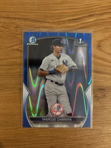 Rifrattore Bowman Chrome Prospects Blue Raywave 2023 Marcos Cabrera /150 - Foto 1 di 2