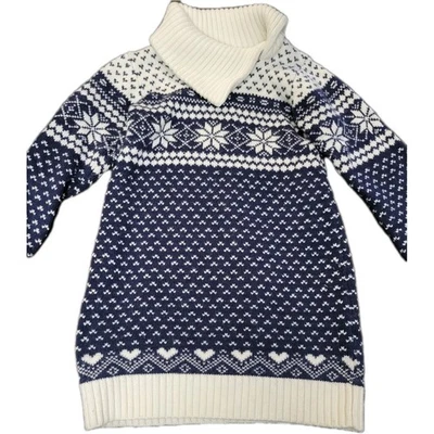 Mayoral Winter Theme Sweater Dress Girls Size 4, Navy And White - Image 1 of 2
