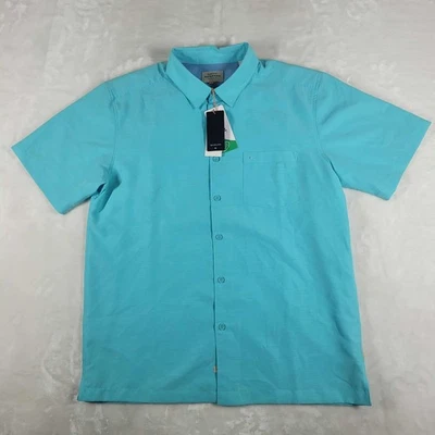 Quiksilver Waterman Button Up Shirt Men's Medium Blue Centinela Short Sleeve NWT - Image 1 of 4